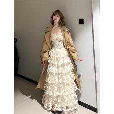 批发2025秋季超仙气温柔甜美高腰蕾丝<b class='q'>半身裙</b>女新款显瘦A<b class='q'>字</b>蓬蓬蛋糕<b class='q'>裙</b>