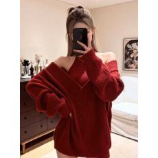 批发套装女冬季新款慵懒v领毛衣<b class='q'>外套</b>宽松针织上衣辣妹显瘦挂脖<b class='q'>连衣裙</b>