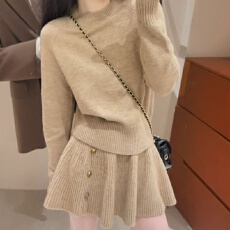 批发韩系高级感套装女秋冬新款长袖针织衫上衣半身短裙气质时尚两件套