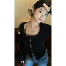 批发秋冬慵懒高级感辣妹豹纹<b class='q'>吊带</b>长袖T恤镂空<b class='q'>打底</b>衫叠穿两件套女上衣