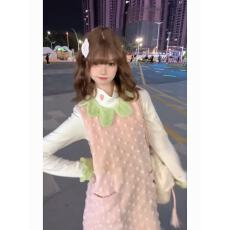 批发秋冬季<b class='q'>可爱</b>套装女粉色草莓背带<b class='q'>连衣裙</b>高领打底小衫甜妹减龄两件套