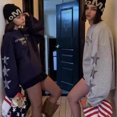 批发美式<b class='q'>帅气</b>复古高街圆领镶钻星星卫衣女2025秋季新款设计感小众显瘦