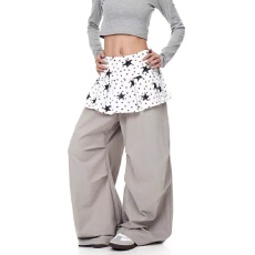 批发星星波点满印设计百搭皮帘叠穿褶皱短裤秋冬新款宽松休闲外穿裤裙