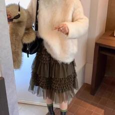 批发韩代重工蕾丝网纱松紧腰蛋糕裙蓬蓬裙纱裙女2025冬新款A字半身裙