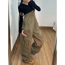 批发美式辣妹复古设计感大口袋工装<b class='q'>背带</b>裤女2026春季宽松减龄百搭<b class='q'>长裤</b>
