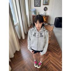 批发超爱【<b class='q'>小熊</b>印花】美式复古开衫连帽<b class='q'>卫衣</b>女秋宽松百搭休闲上衣外套