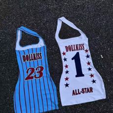 批发美式复古着vintage撞色挂脖吊带<b class='q'>连衣裙</b>运动性感辣妹露背心包臀裙