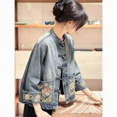 批发2026秋季新款气质高端新中式女装国风刺绣牛仔<b class='q'>外套</b>高端年轻款上衣