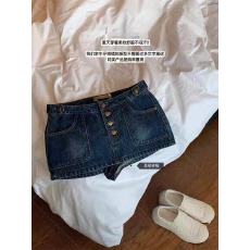 批发美式复古辣妹牛仔裙裤女夏季新款防走光包臀显瘦设计感A字半身裙