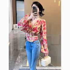 批发超仙法式印花灯笼袖<b class='q'>衬衫</b>女26年春夏新款新款收腰显瘦薄款<b class='q'>碎花</b>上衣
