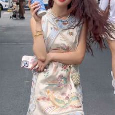 批发中式中国年轻款盘改良唐装仿刺绣印花旗袍<b class='q'>马甲</b>2026夏季新款上衣