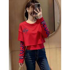 批发2026春季新款新年红色印花<b class='q'>卫衣</b>宽松休闲显瘦圆领纯色假两件上衣女