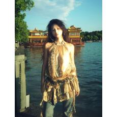 批发法式复古豹纹印花设计挂脖<b class='q'>连衣裙</b>夏季新款甜辣修身蓬蓬蛋糕短裙女