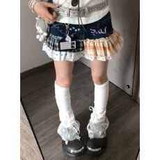 批发美式设计感拼接ins潮酷牛仔短裤女2026夏季高街显瘦学生痞帅裙裤