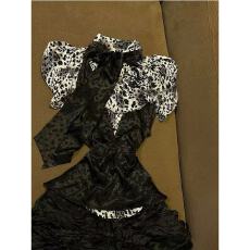 批发美式复古千禧辣妹豹纹<b class='q'>衬衫</b>女夏季新款气质设计感收腰修身显瘦上衣