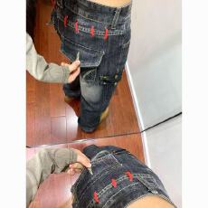 批发美式复古设计感解构异能<b class='q'>牛仔裤</b>女辣妹亚文化<b class='q'>显瘦</b>宽松直筒拖地裤子