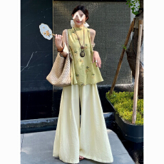 批发新中式国风<b class='q'>套装</b>夏女2026新款休闲<b class='q'>套装</b>女减龄老钱风无袖宽松两件套