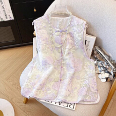 批发新中式<b class='q'>中国风</b>马甲背心复古薄款唐装坎肩高级重工刺绣马夹女夏