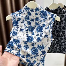 批发双面德绒无袖打底背心女内搭保暖秋冬新款宽松遮肚<b class='q'>大码</b>半高领上衣