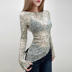 批发黑色晕染针织打底衫女早秋新款暗纹质感正肩T恤高级感一字领上衣