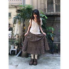 批发秋<b class='q'>冬</b>新款韩系复古波点半身裙女学院风文艺拼接松紧高腰蛋糕裙女潮