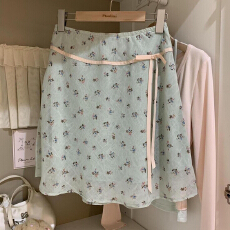 批发2026甜美新款<b class='q'>清新</b>碎花半身裙韩系显瘦蝴蝶结系带短裙