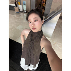 批发暮色微光系带雪纺波点衬衫<b class='q'>无袖</b>御姐上衣气质法式宽松高级