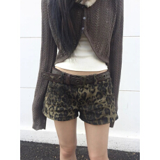 批发废土风千禧感低腰美式复古辣妹豹纹休闲<b class='q'>短裤</b>女显瘦百搭遮肉修身潮