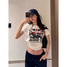 批发韩国小众复古美式印花夏季舒适纯棉休闲百搭宽短袖气质休闲<b class='q'>T</b><b class='q'>恤</b>女
