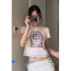 批发【彩色明线】韩系校园风短袖t恤女INS超火宽松显瘦上衣<b class='q'>服</b>