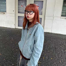 批发美式复古水洗做旧正肩短款牛仔外套男女高街拉链宽松刺绣修身<b class='q'>夹克</b>
