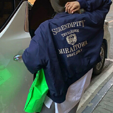 批发2026美式棒球服女秋冬欧货潮牌印花<b class='q'>外套</b>学院风立领棉衣气质通勤