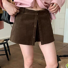 批发美拉德灯芯绒半身裙女一裙两穿A字裙小个子四季可穿百搭显瘦裙裤