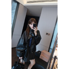 批发美式复古黑色皮衣外套女2026春秋新款高级感机车服百搭PU皮夹克潮