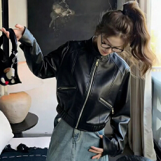批发高级感复古皮衣外套<b class='q'>女</b>短款2026春秋新款百搭显瘦机车风洋气皮<b class='q'>夹克</b>