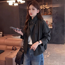 批发春秋装ins长袖<b class='q'>外套</b>女宽松2026新款百搭休闲夹克上衣<b class='q'>气质</b>短款风衣