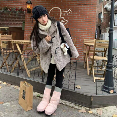 批发新款立领牛角扣中长款皮毛仿皮草羊羔毛毛外套女一体上衣<b class='q'>冬</b>季保暖