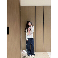 批发华夫格美式复古做旧印花百搭卫衣<b class='q'>长袖</b>男女同款
