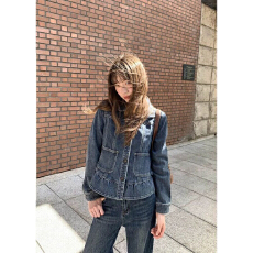 批发甜酷复古牛仔外套女2026<b class='q'>春</b>秋季新款蓝色纽扣修身显瘦百搭夹克上衣