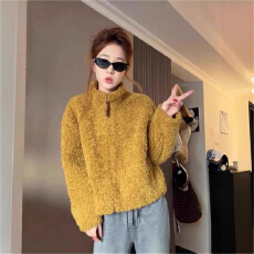批发圈圈毛外套女<b class='q'>短款</b>加厚保暖秋冬季2026新款宽松高级感小个子毛衣女
