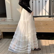 实拍 纱裙半身裙2026春季新款高级感花边网纱蛋糕大摆蓬蓬裙仙女