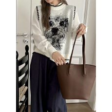 批发手绘小狗针织马甲女春秋外穿2024新款宽松设计感叠穿无袖毛衣背心