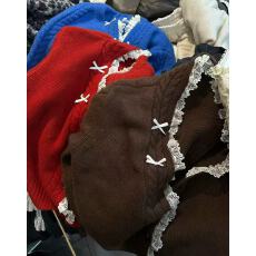 批发韩国<b class='q'>东大门</b><b class='q'>代购</b>秋季款纯色蝴蝶结V领针织开衫