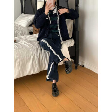 批发韩国<b class='q'>东大门</b><b class='q'>代购</b>秋季款纯色蝴蝶结V领针织开衫