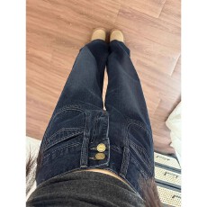 批发复古阔腿牛仔裤女高腰秋冬加绒大码胖mm宽松显瘦梨形身材A版裤子