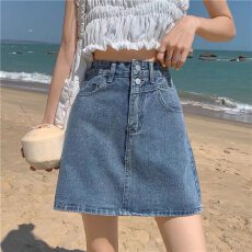批发高腰牛仔短裙女夏季薄款新款裙裤a字裤裙包臀裙半身裙百搭