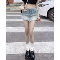 批发水洗做旧防走光牛仔半身短裙女夏季新款高腰显瘦小个子显高短<b class='q'>裙裤</b>