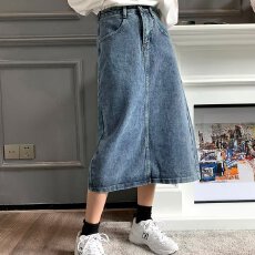 批发<b class='q'>牛仔</b>半身裙女春夏2026新款小个子设计感<b class='q'>长裙</b>高腰显瘦开叉a字裙子