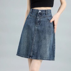 批发时尚牛仔半身短裙女2026春夏季新款半身裙高腰裙子夏天显瘦A字裙