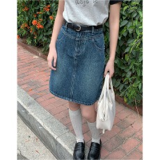 批发直筒蓝牛仔半身短裙少女百搭春夏
